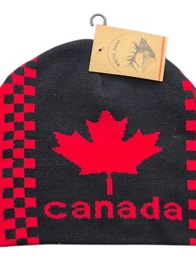 Canada Maple Leaf Beanie - Red on Black